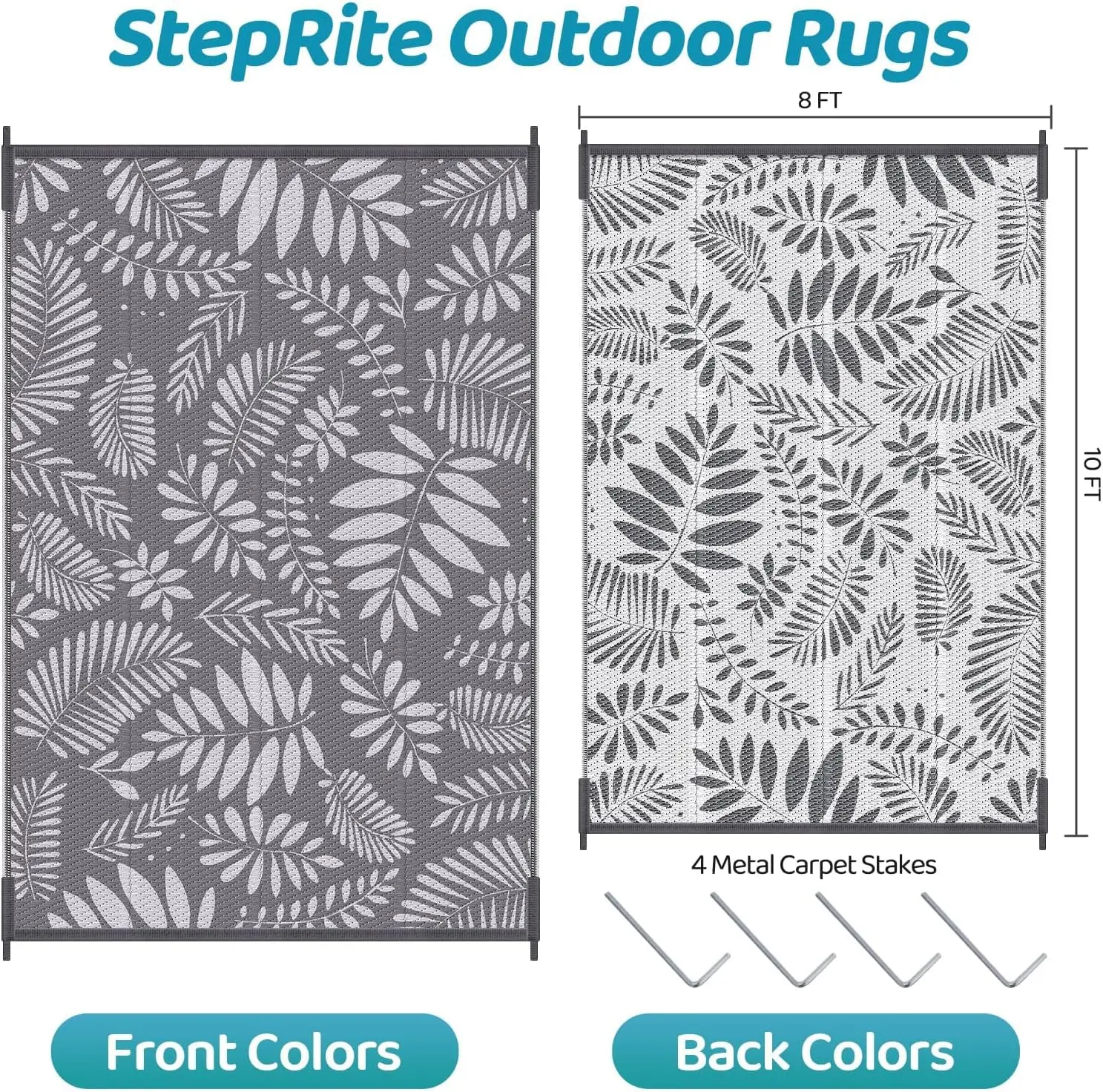 Outdoor Rug, Patio Rug, Plastic Straw Camping Rugs, Large Waterproof Area Rug and Mat for Outdoors, RV, Patio, Backyard, Deck, P