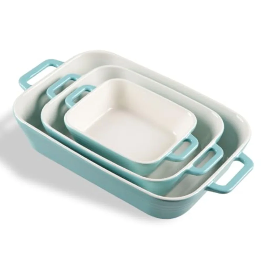 

Relief Casserole Dishes for Oven Ceramic 9x13 Baking Pans Set for Cooking Cake Banquet and Daily Use Rectangular Bakeware Set P