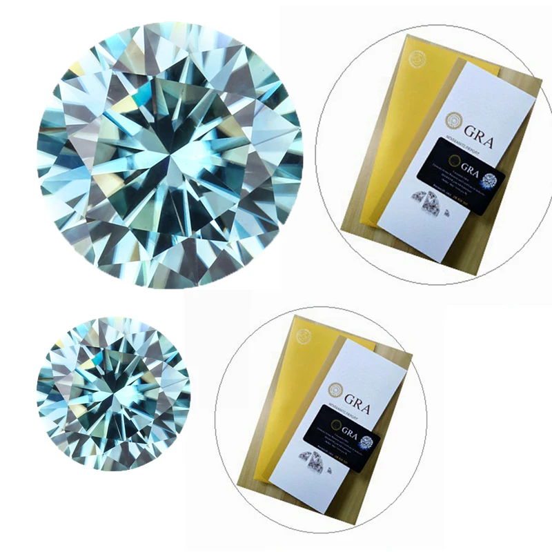 

Blue Moissanite Stone Round Cut D Color VVS Wholesale Lab Grown Gemstones For Jewelry With GRA Report