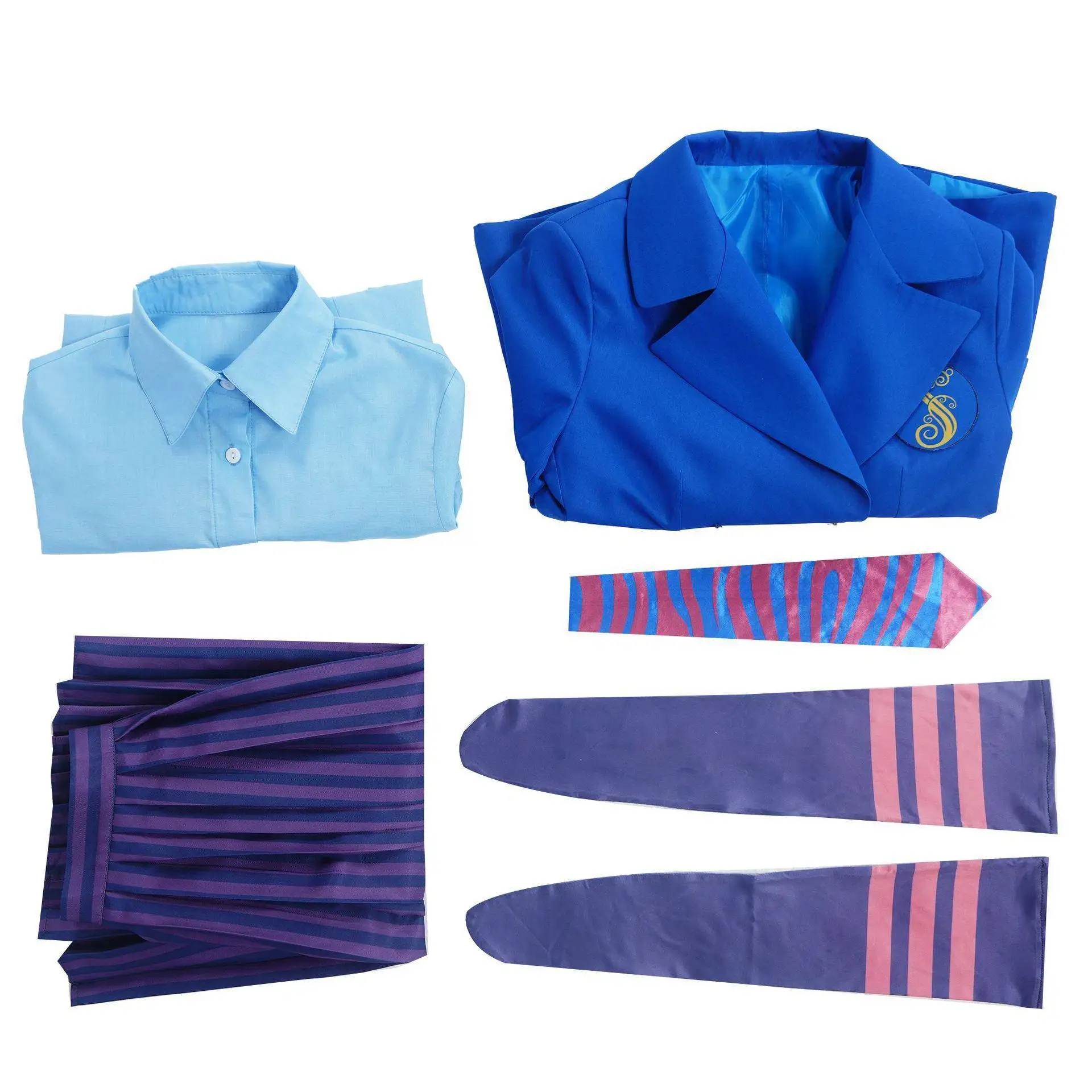 

Хэллоуин Волшебная Поганая Ведьма Косплей Костюм Синий Школьный Комплект orm Женская Традиционная Одежда Сценический Наряд