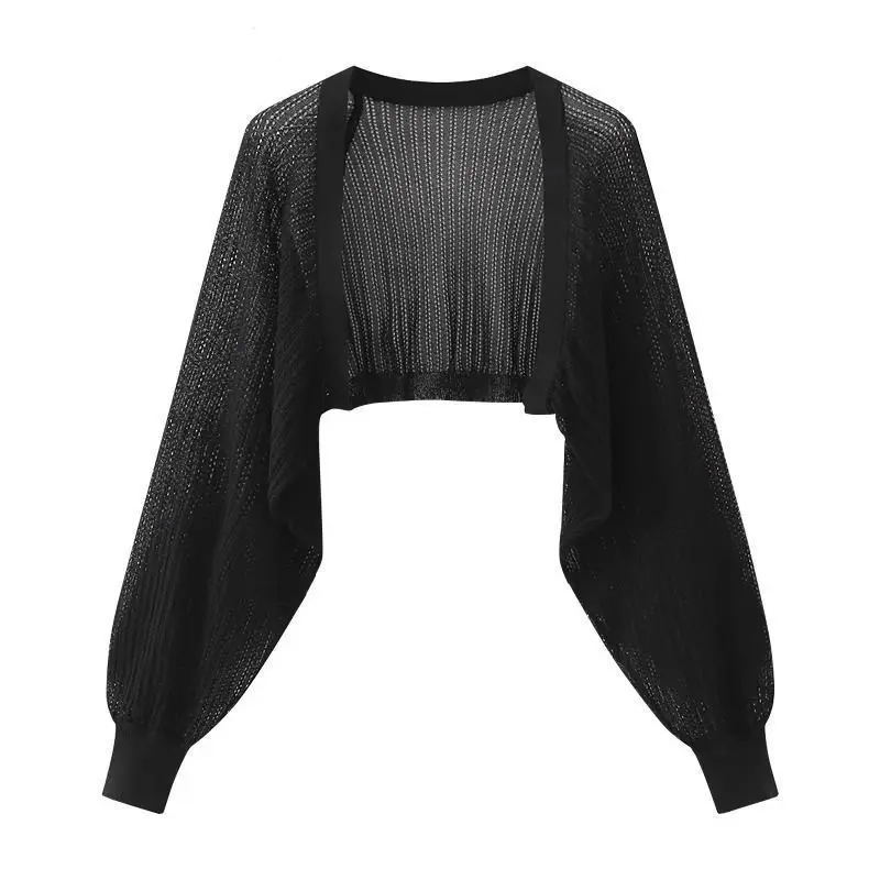 French Ice Silk Knitted Sun-Proof Cardigan Top Women\'s Summer Thin Jacket Waistcoat Suspender Skirt Shawl Outer Match Blouse