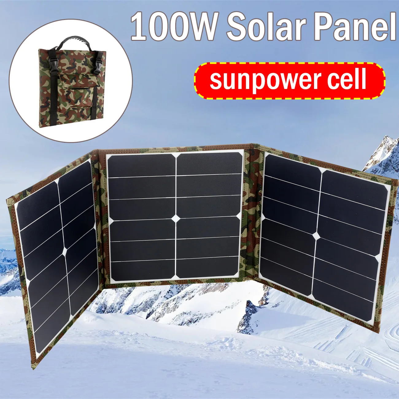 100W Foldable Solar Panel Charger 5V USB Output Plate Safe Charge Cell Solar Charger for Phone Home Outdoor Camp Backup Power