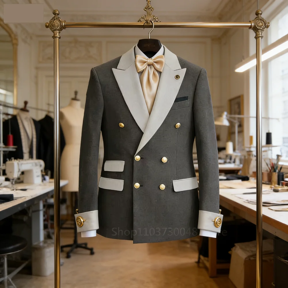 

Мужской свадебный костюм: пиджак, смокинг, двубортный пиджак, деловой костюм для жениха, для вечеринок, размеры XS-6XL