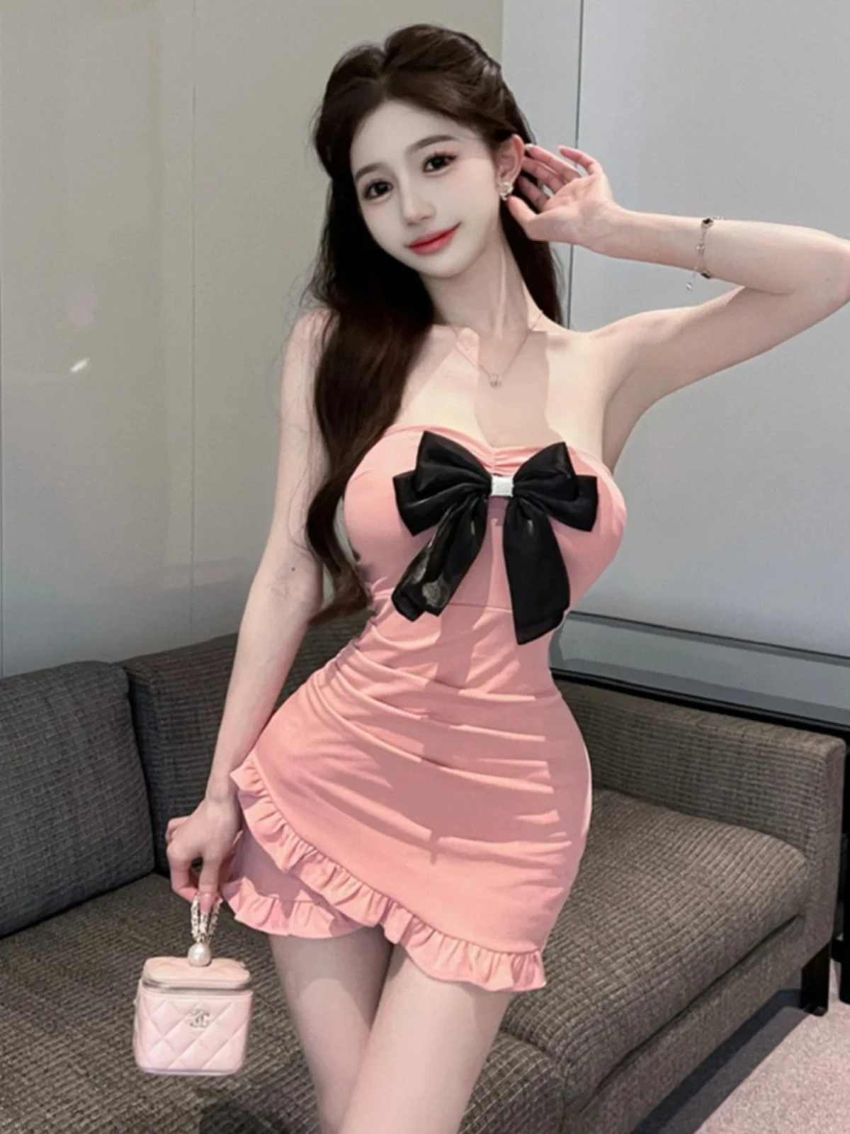 تنورة عصرية من مزيج القطن بعقدة بلون بلو بوستير بحاشية عالية الخصر مخملية ort Svel V-ne Dr