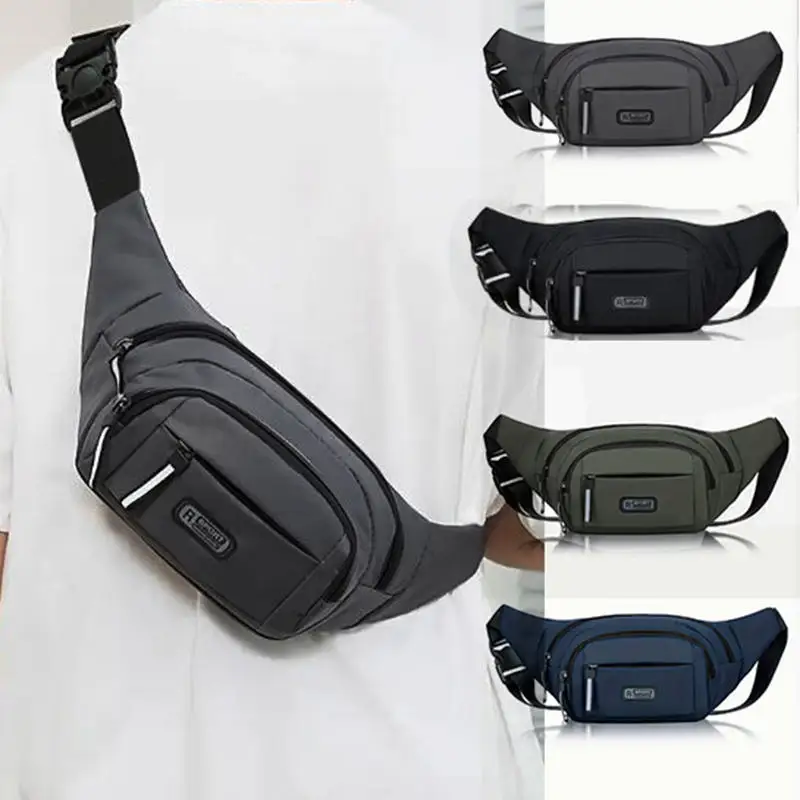 

Men's Oxford Chest Bag Solid Color Sports Waist Pack Large Capacity Mobile Phone Messenger Bag Go Out Travel Fanny Pack