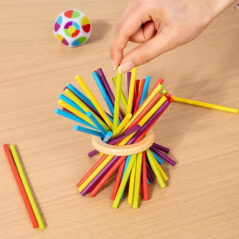 스틱 수학 게임 다채로운 나무 스틱 주사위 게임 나무 보드 활동 유아 유치원 및 유치원을위한 다채로운 조기 개발