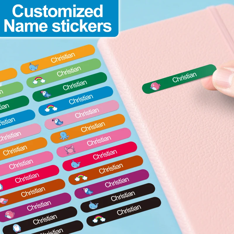 

Customizable Kids Name Labels for School Supplies - Waterproof Personalized Stickers for Bottles, Notebooks & Pencils Cases