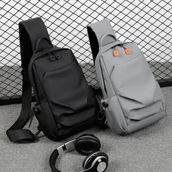 New Men's And Children's Chest Bag Waterproof Trend Simple Usb Charging Solid Color Multifunctional Messenger Bag Shoulder Bag