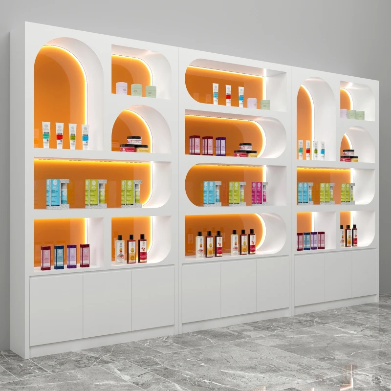 

Cosmetics display cabinet of beauty salon Baking varnish simple profiled skin care products nail polish display cabinet