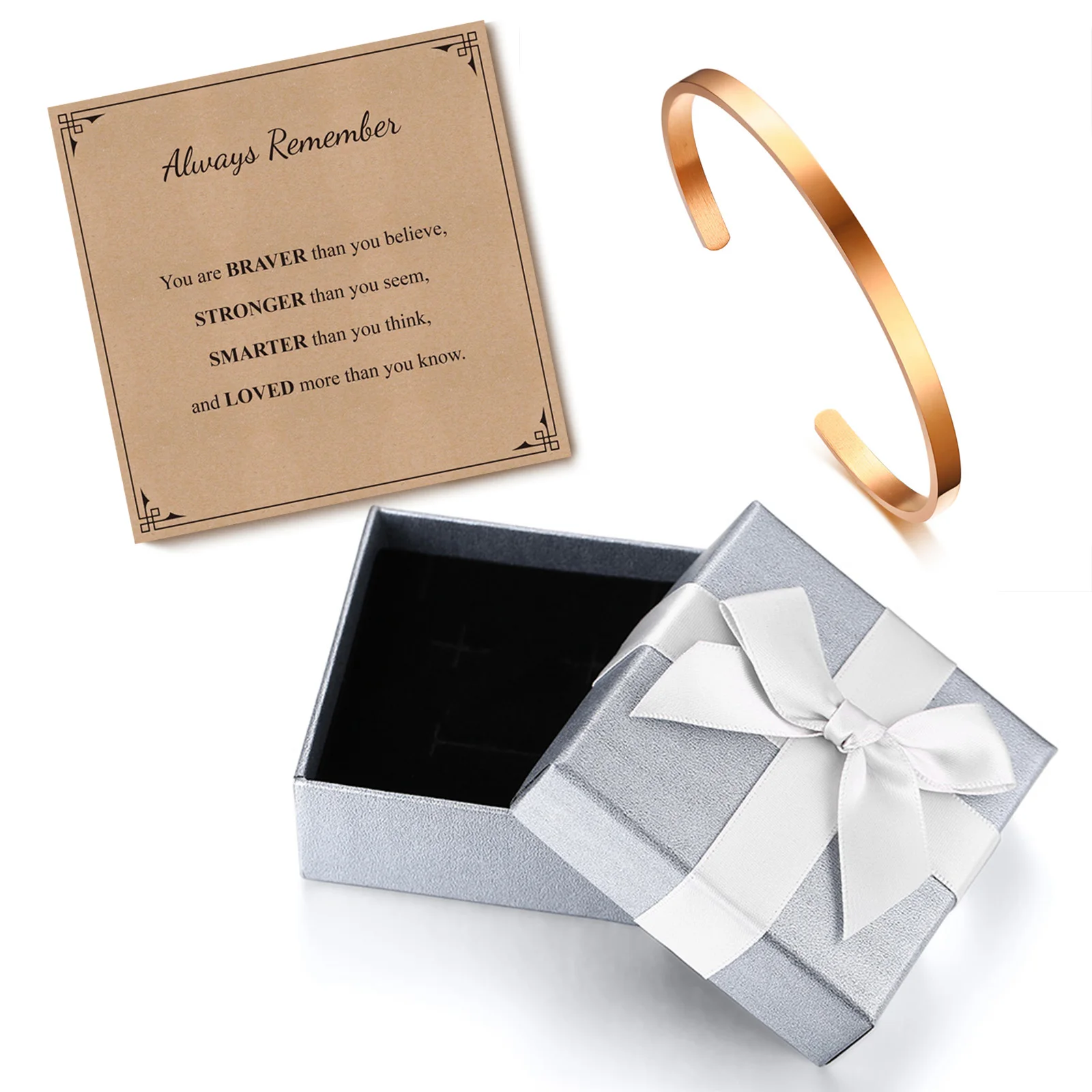 

Engravable Women Bracelet Open Design Stainless Steel Perfect Gift for Mothers Daughters Sisters Beautifully Packaged with Card