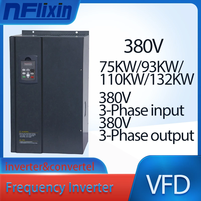 VFD Variable Frequency Converter Inverter 3-Phase Input 380V 75/93/110/132KW 10HP/15HP AC Drive for Fan/Pump Speed Controller