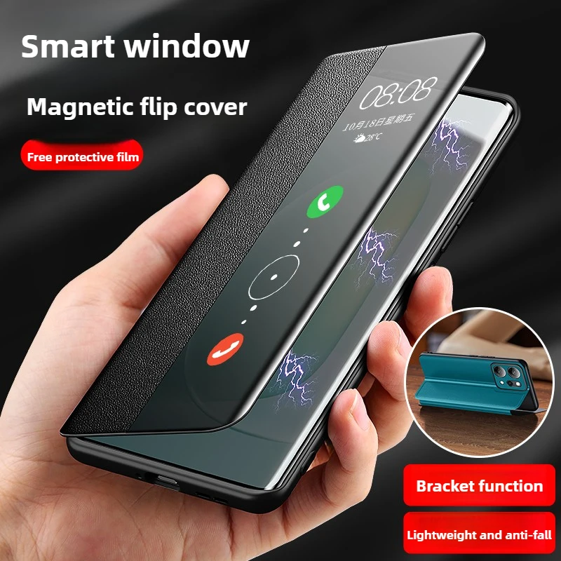 

Flap leather case for OPPO Reno 14 Pro Case Plain leather all-inclusive anti-drop ultra-thin business phone case for OPPO Reno14