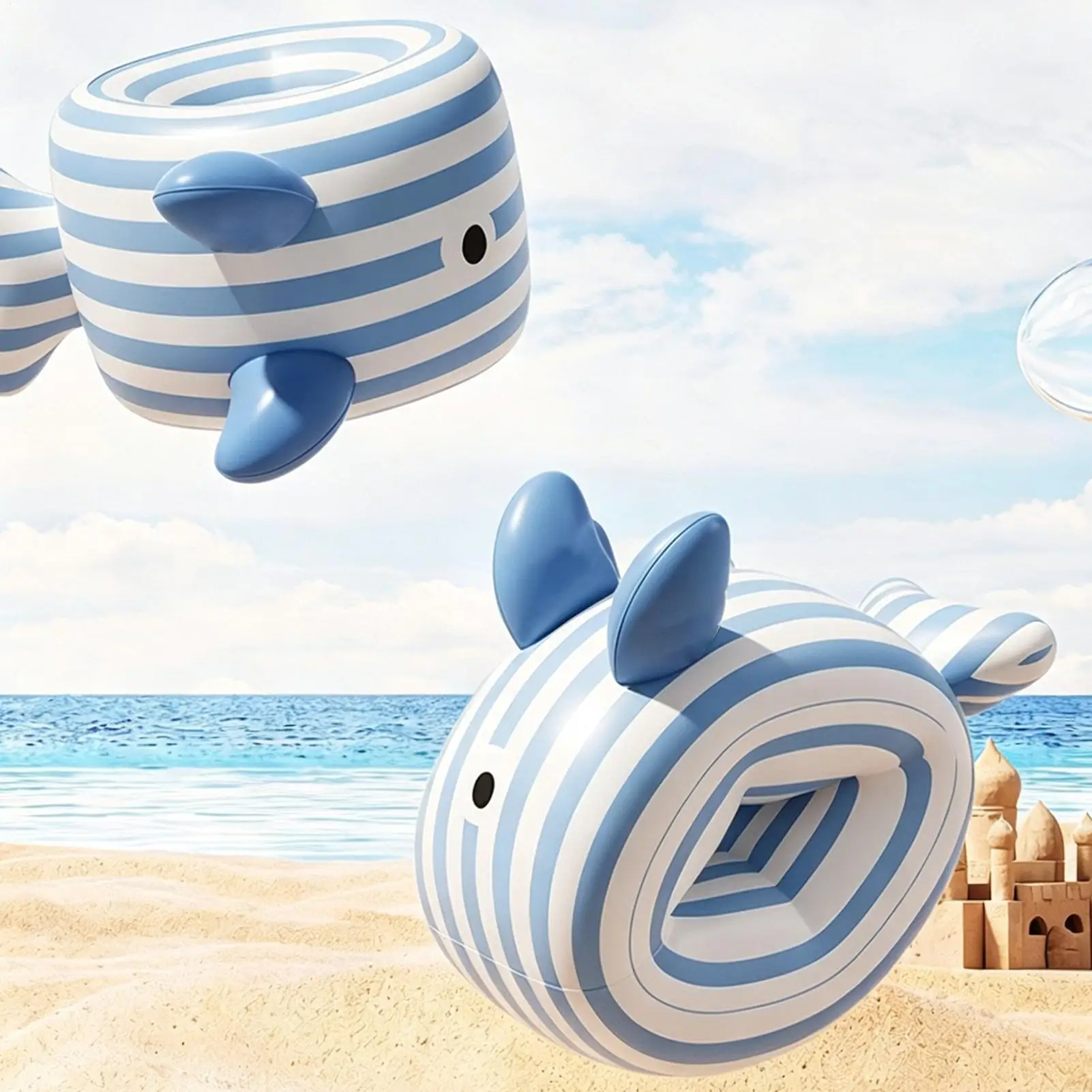 Kids Arm Floats 2 Pieces Fish Shape Inflatable Pool Sleeve Swimming Arm Band For Kids Water Class Learning Training Beach Lake