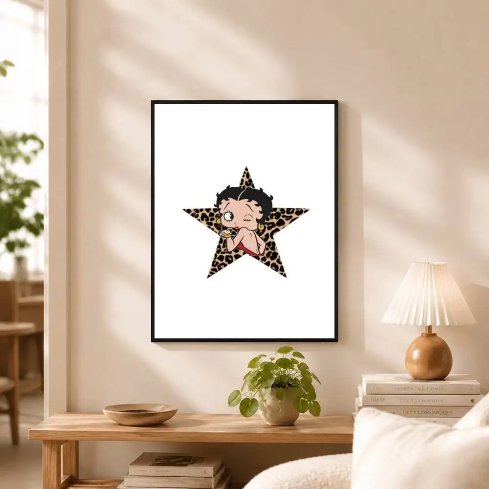 B-Betty B-Boop Poster Waterproof Wall Art Sticker For Bar Living Room Vintage Decor Print