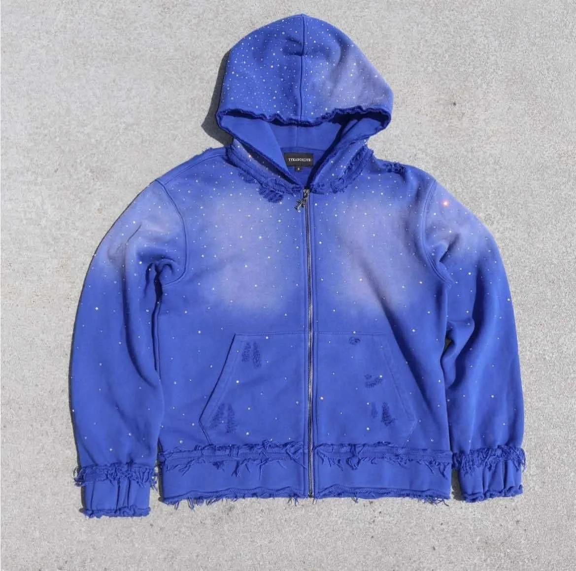 Men's Autumn Winter Print Hooded Zipper Sweatshirt Street Hip-Hop Loose-Fit Jacket