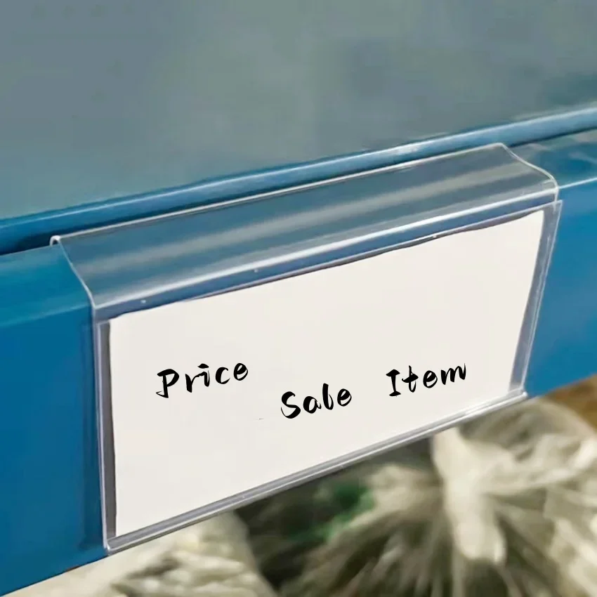 100pcs Plastic Label Hang Display Holder Price Tag Card Listing Strip Data Supermarket Warehouse Board Shelf