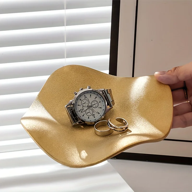 Wave Shaped Irregular Ceramic Electroplating Storage Tray Jewelry Lipstick Necklace Tray Desktop Item Storage Container Storage