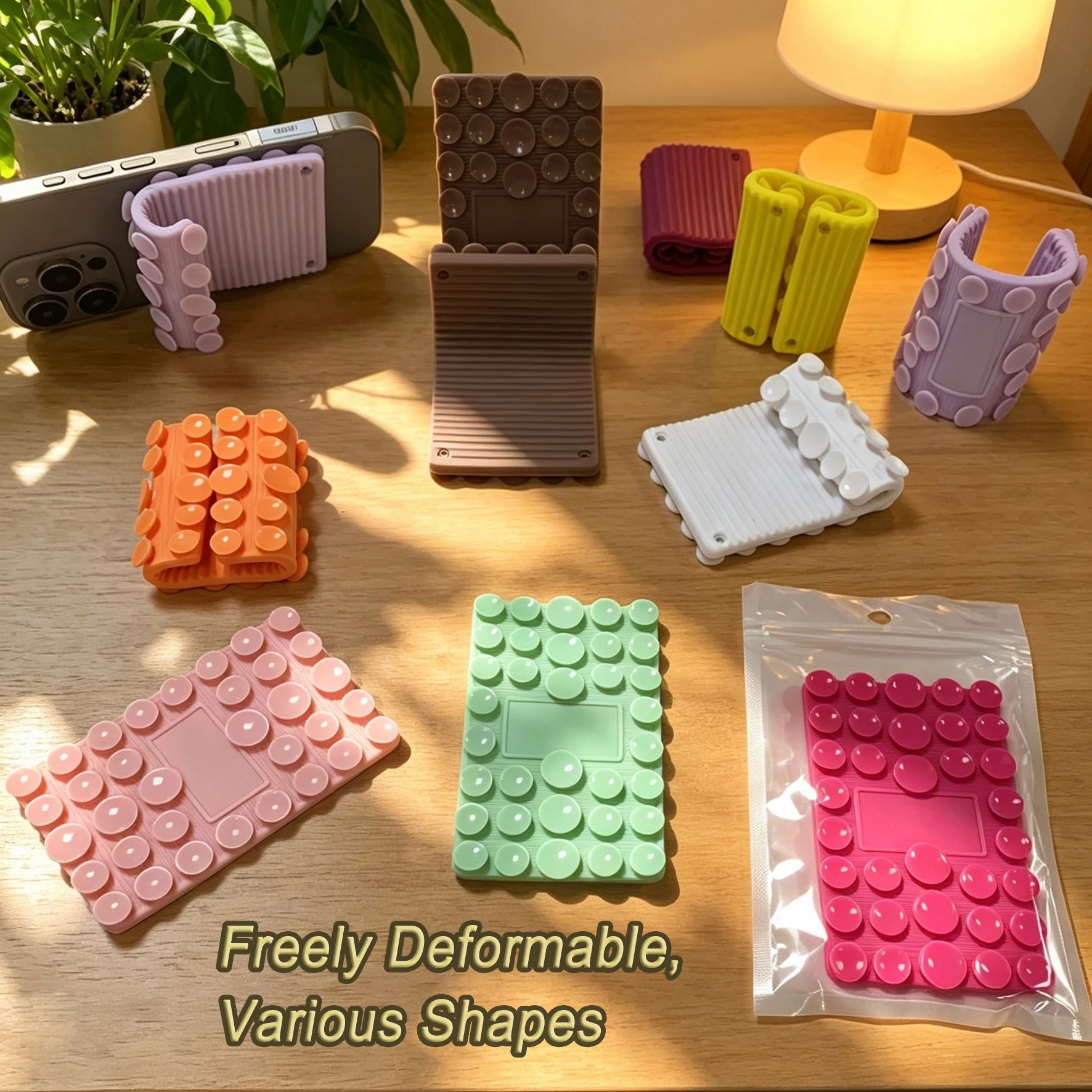 Portable Foldable Silicone Holder Bendable Freely into Any Shape Multi-Angle Adjustable Stand for Mobile Phone Travel Accessory