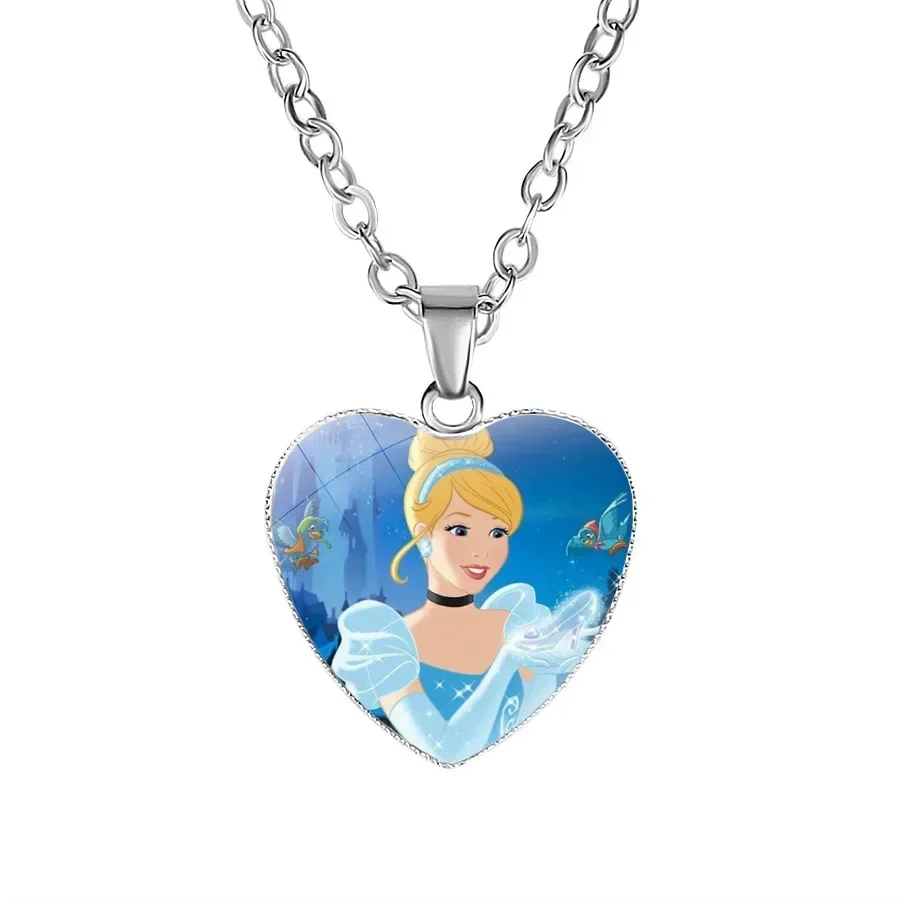 Frozen Elsa Princess Anna Necklace Anime Figure Disney Accessories Princess Heart Pendant Girly Heart Girl Christmas Gift