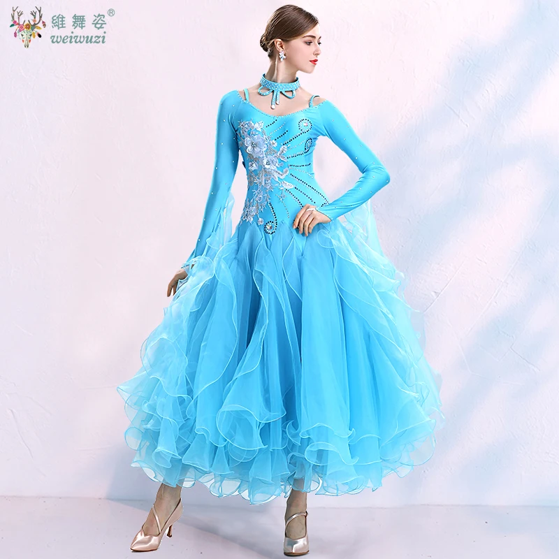 Ballroom Dancing High End AB Stones Competition Clothing Big Swing Dress Rumba Waltz Tango Modern Dance Performance Costume