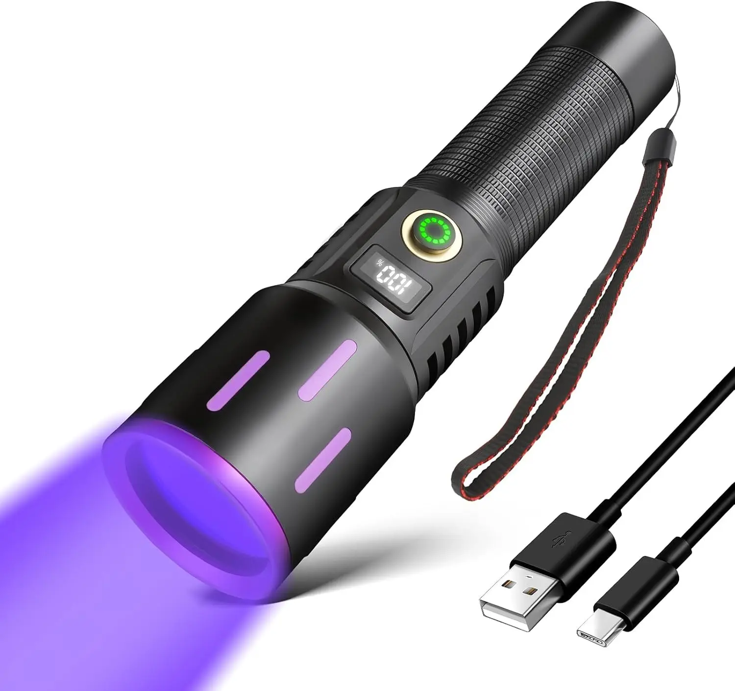 

365NM UV Flashlight with Black Mirror Filter, LCD Display for Coin, Jade & Fungal Detection