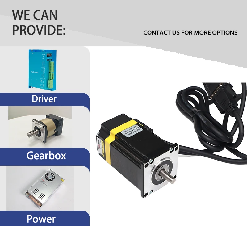 Motor Stepper Hybrid Terintegrasi Loop Tertutup EMTECH NEMA 23 57mm 2NM dengan Kit Driver, Laris untuk Mesin Bubut CNC