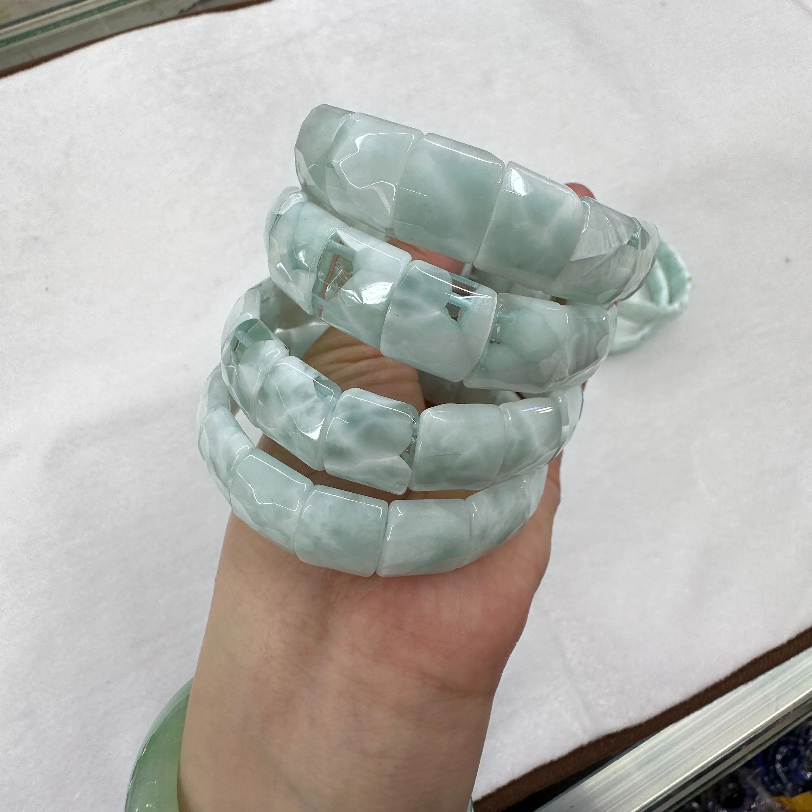 AAA Grade Green Angelite Stone Beads Bracelet Natural Gemtone Jewelry Bangle For Woman For Man Wholesale !