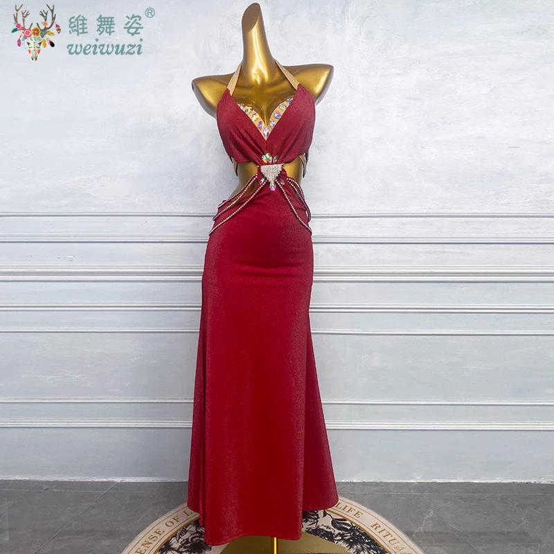 

Комплект для танца живота, роскошный бюстгальтер со стразами + длинная юбка с разрезом, 2 предмета, костюмы для соревнований по восточному танцам для взрослых и детей