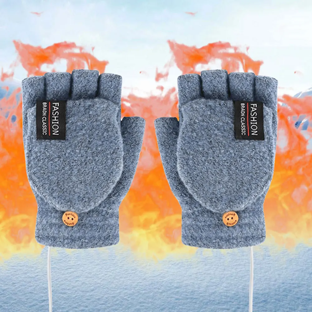Usb luvas aquecidas elétricas temperatura ajustável completo meio dedo mais quente touchscreen luvas térmicas inverno quente ao ar livre