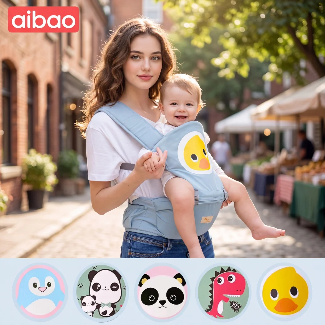 The multi-functional baby carrier and waist stool is portable and can be used in all seasons.