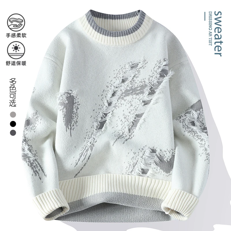 

2024 Thick Warm wool pullovers Autumn/Winter Men's Fashion Casual Sweaters comfortable Knittwear Men loose sweater youth M-4XL