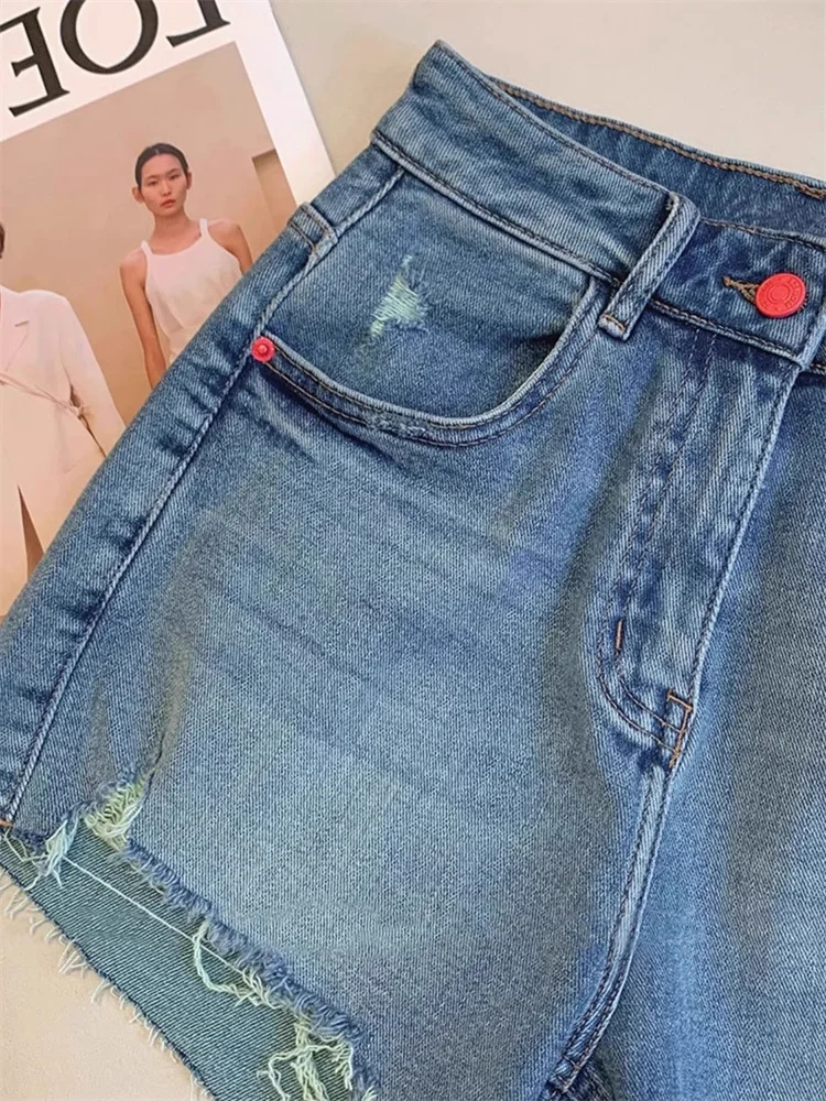 Summer Casual High Street  Jeans orts Women's Faionable Youthful Slimming Contrast Color Denim Skirts
