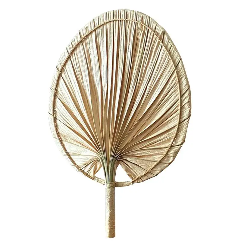 Palm Leaf Hand Fan Handmade Rainbow Pushan Arts Knitted Leaf Fan Summer Cooling Mosquito Fan For Wedding Bamboo Gift Programs