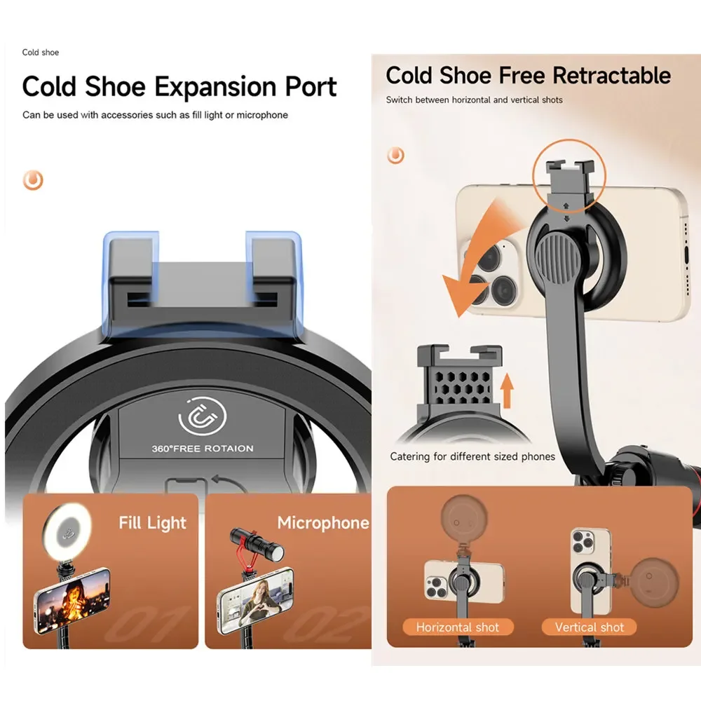 L20 블루투스 셀카봉 삼각대(magsafe 및 콜드 슈 마운트 포함) 1045Mm 비디오 녹화용 확장형 알루미늄 폴 Ios Android