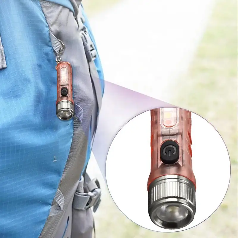 Keychain Flashlights Bright Rechargeable Small Flashlights Mini Flashlight With Type-c Fast Charging Port For Outdoor Activity