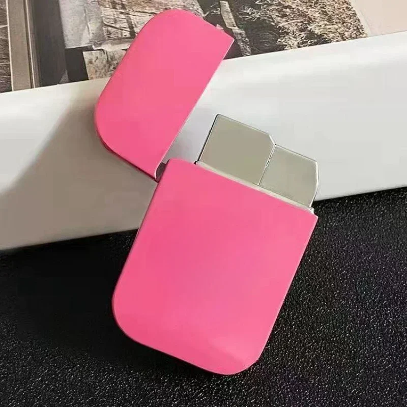 New Windproof Lighter Metal Inflated Creative Pink Flame Pocket Lighters Strong Fire Power Lighter Butane Gas Lighter ๏ผNo Gas๏ผ