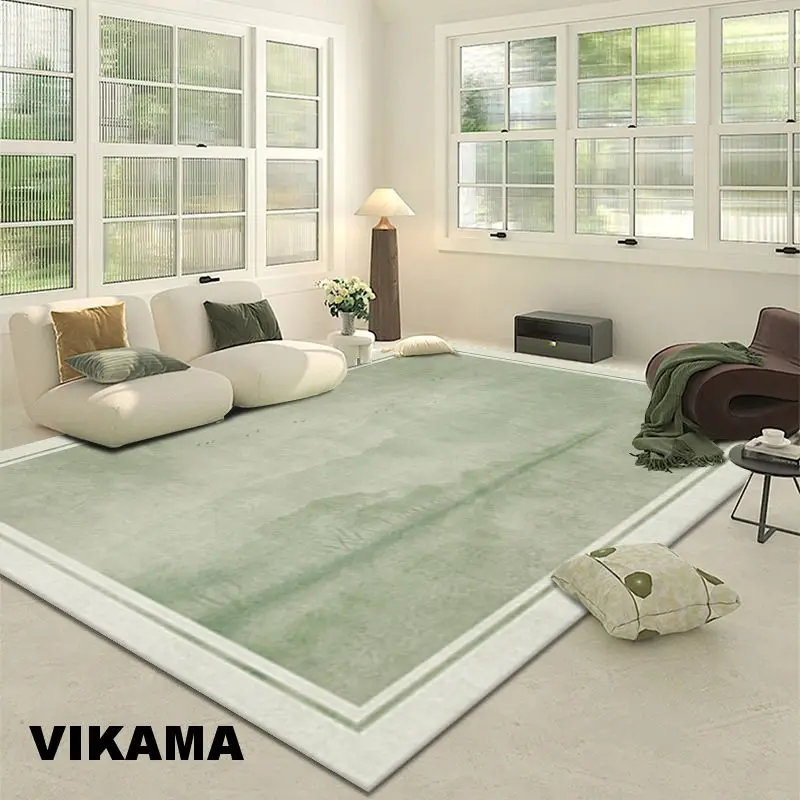 VIKAMA Crystal Pile New Chinese Carpet Green Hotel Bedroom Household Bedside Full Rug Living Room Bedroom Fresh Sofa Rugs