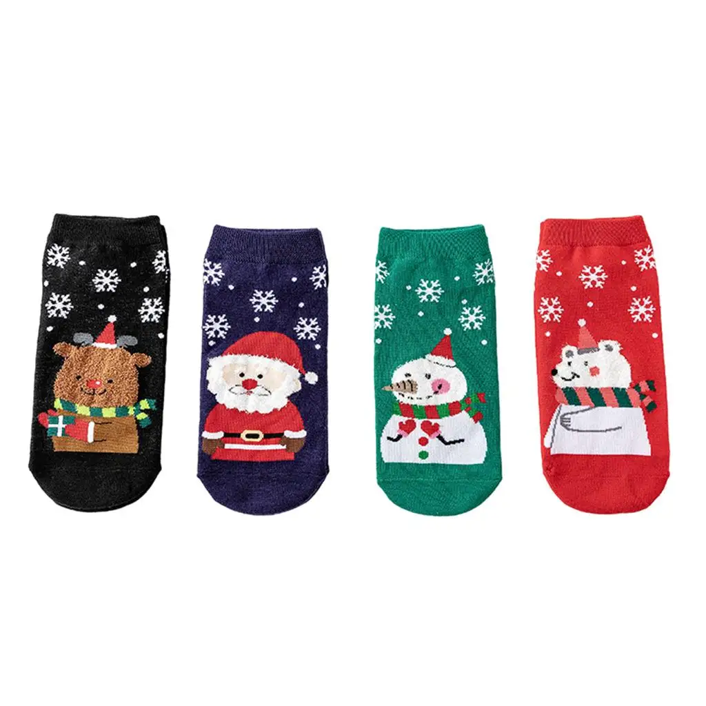 4Pair Novelty Ankle Socks Chrismas Short Sock Warm Low Crew Socks for Teens Adults