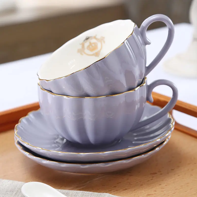 European-style Ceramic Coffee Cups, Plates, Teacups with Spoons, Simple English Afternoon Tea Set  كوب قهوة  Espresso Cups Set