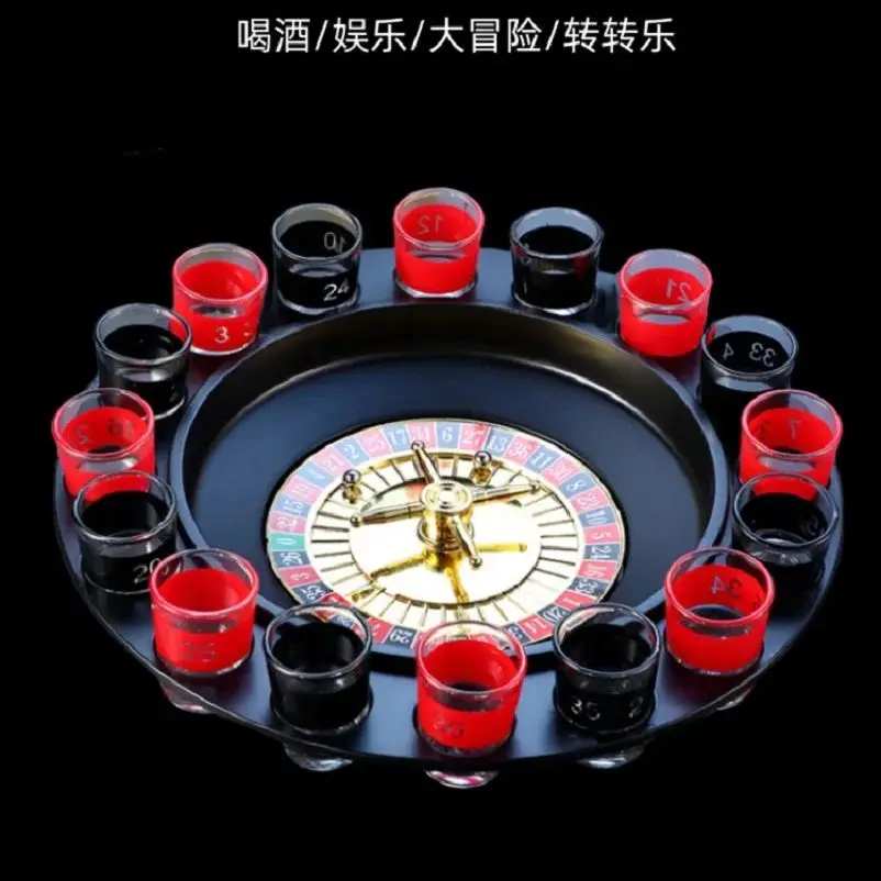 Bar Funny Tools Russia Turntable Shot Glass Russian Drinking Roulette Game Set 16 Shots