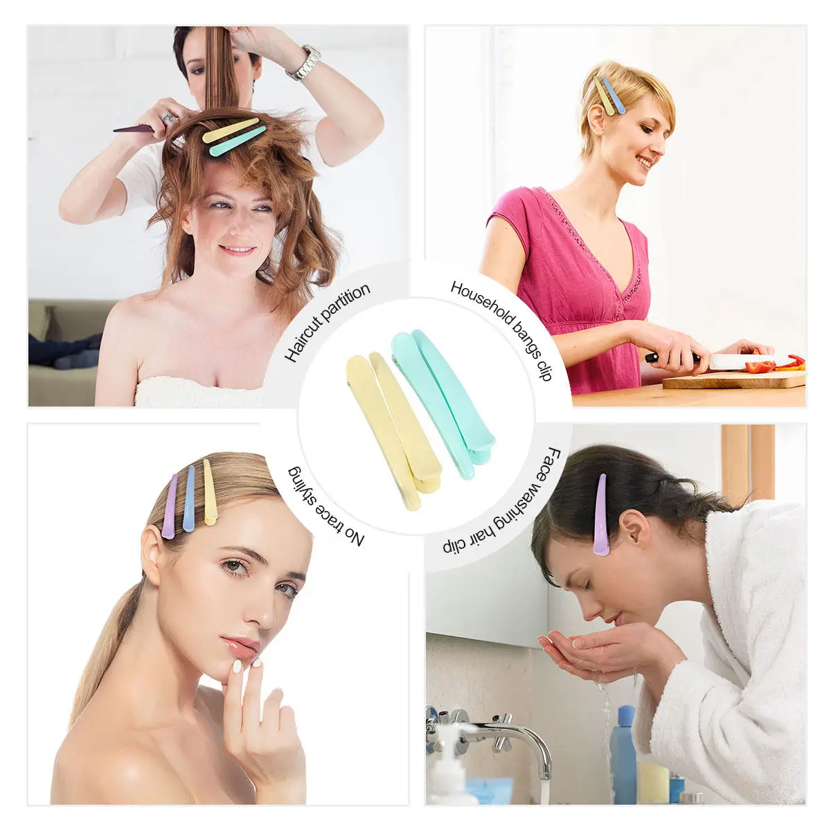 

12Pcs Colorful Duckbill Hairdressing Clips Sturdy Lightweight Hair Styling Clips Partition Clamp for Salon Home Barber Assorted