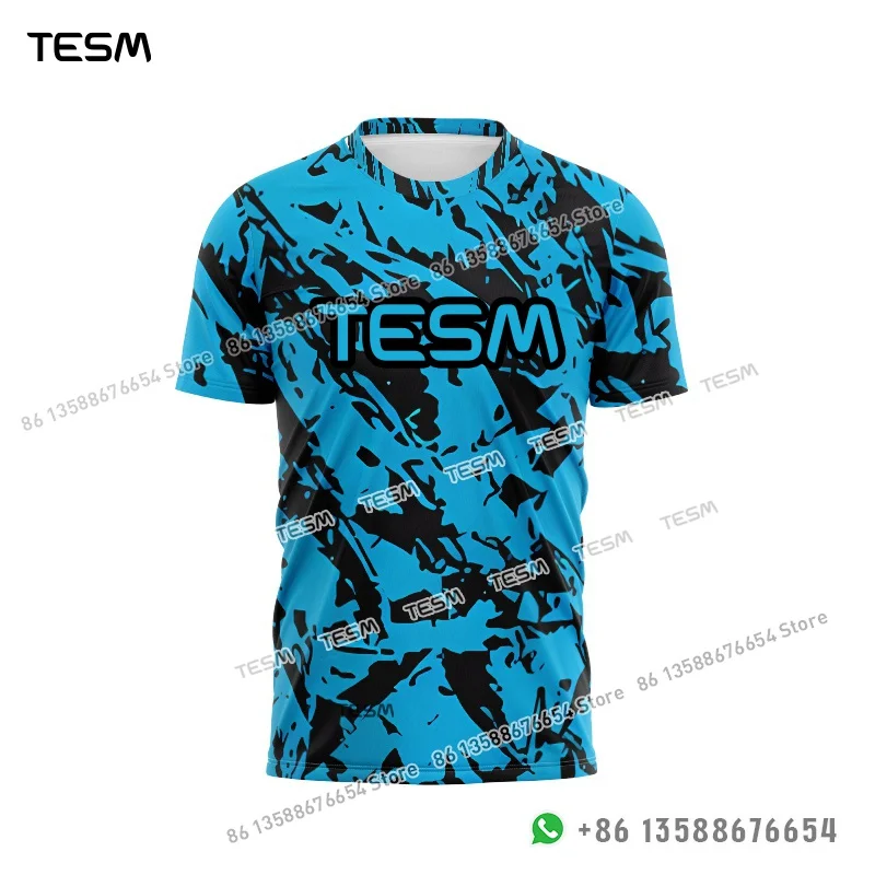 

TESM спортивные футболки для родителей и детей, летние дышащие мужские трикотажные изделия с короткими рукавами и сублимационным принтом, футболки для пар, топы для вечеринок