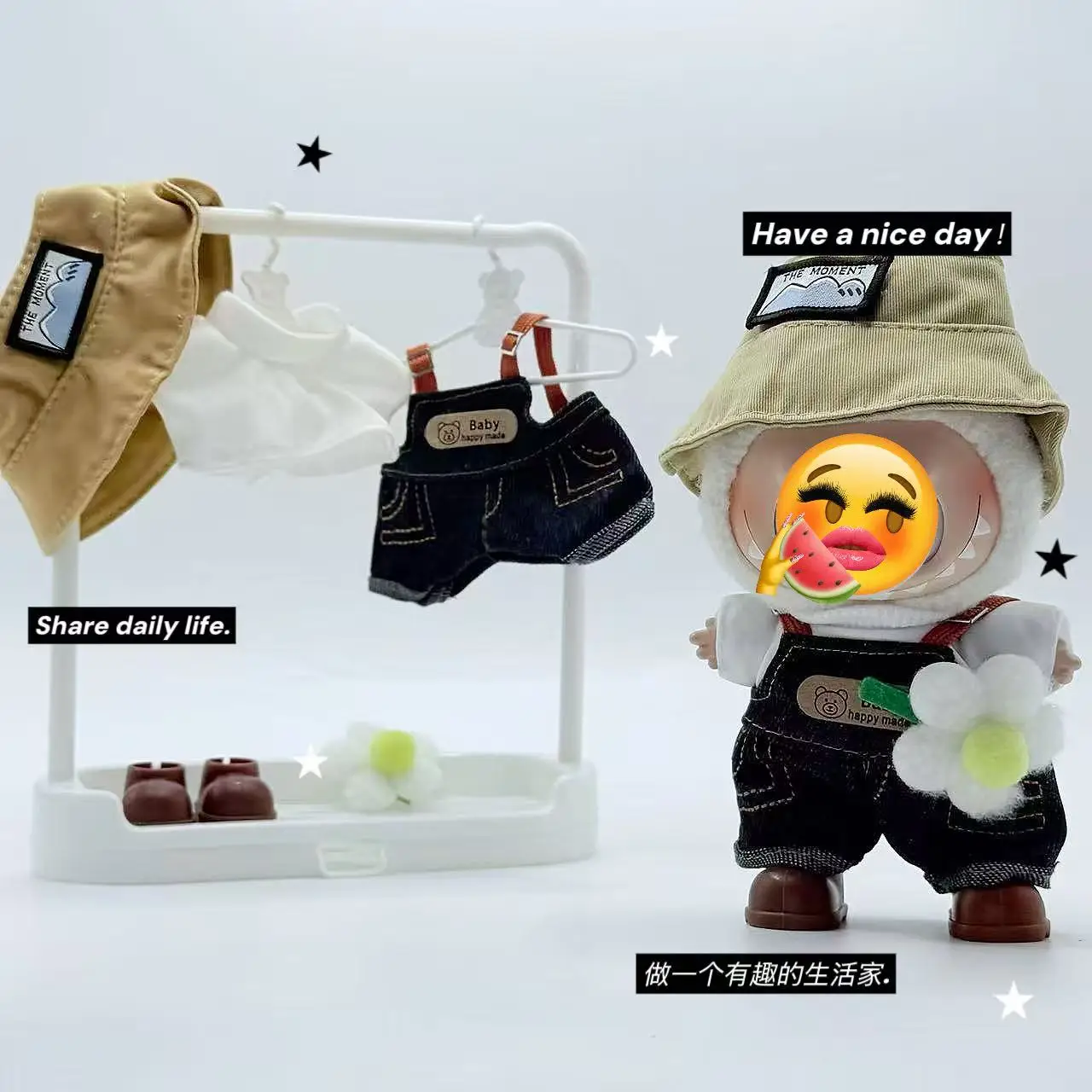 

for Labubu Clothes Trendy Velcro Skirts Plush Toy Clothes 2025 New Products cute gift 17cm Doll Cute Dress up Casual Set