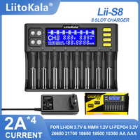 LiitoKala Lii-S8 18650 8-Slot Battery charger Lcd Display Auto-Polarity For 3.7V 26650 21700 14500 16340 18490 battery