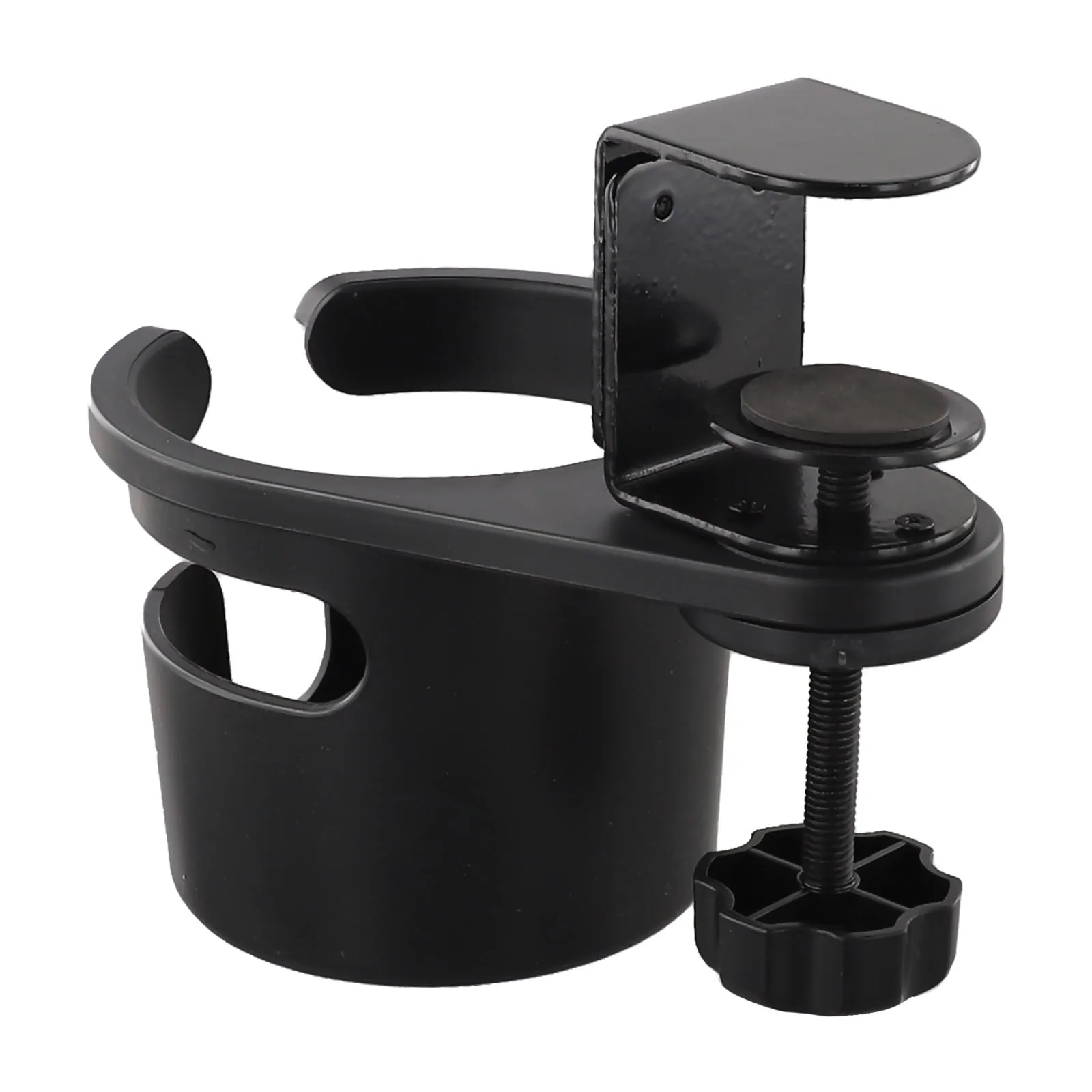 Desktop cup holder for office tables featuring rotatable design and three level adjustable height with side hole storage rack