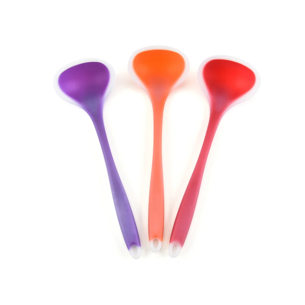 

Red Silicone Soup Ladle High Temperature Resistant Non-Stick Kitchen Spoon Long Handle Cooking Serving Mixing Non-Stick Ladle