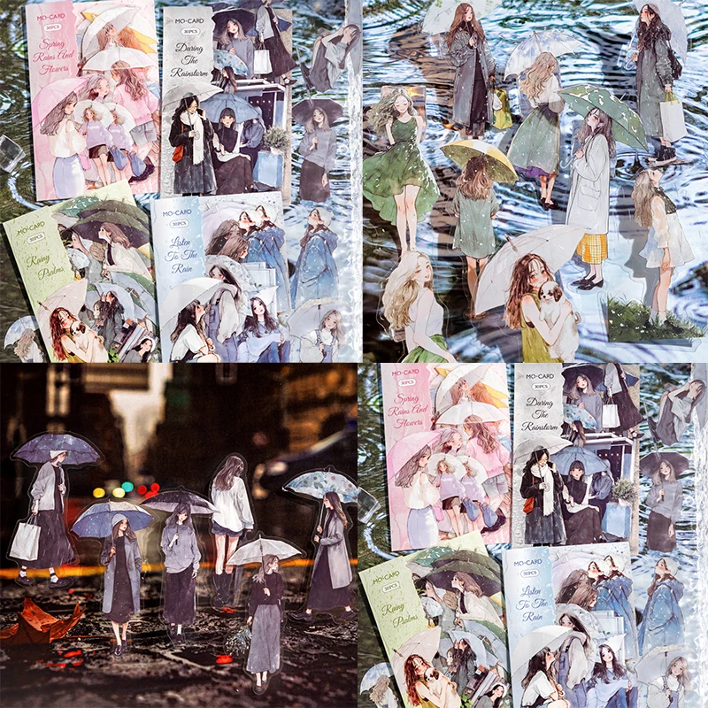 

Mr Paper, 240 листов/пакет, набор наклеек с белыми чернилами - наклейки-планировщики серии Rain Overture, дешевые канцелярские принадлежности в стиле каваи, каваи-наклейки