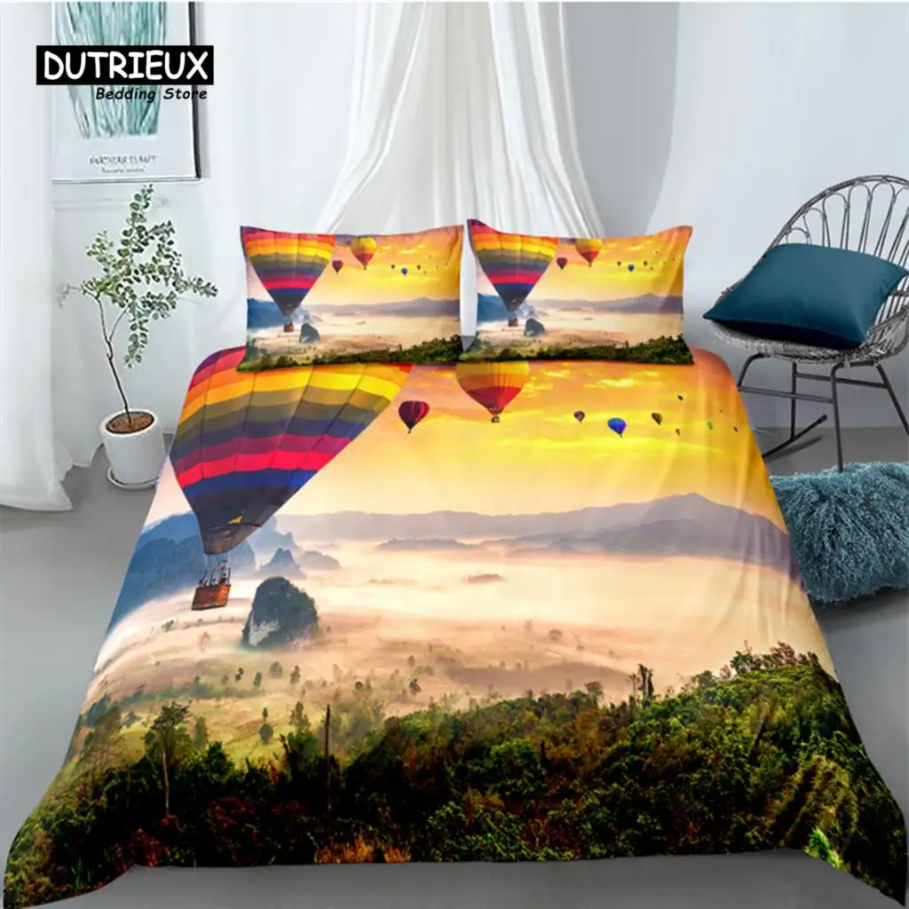 Luxury 3D Hot Air Balloon Print Home Living Comfortable Duvet Cover Set Kids Bedding Set Queen and King EU/US/AU/UK Size