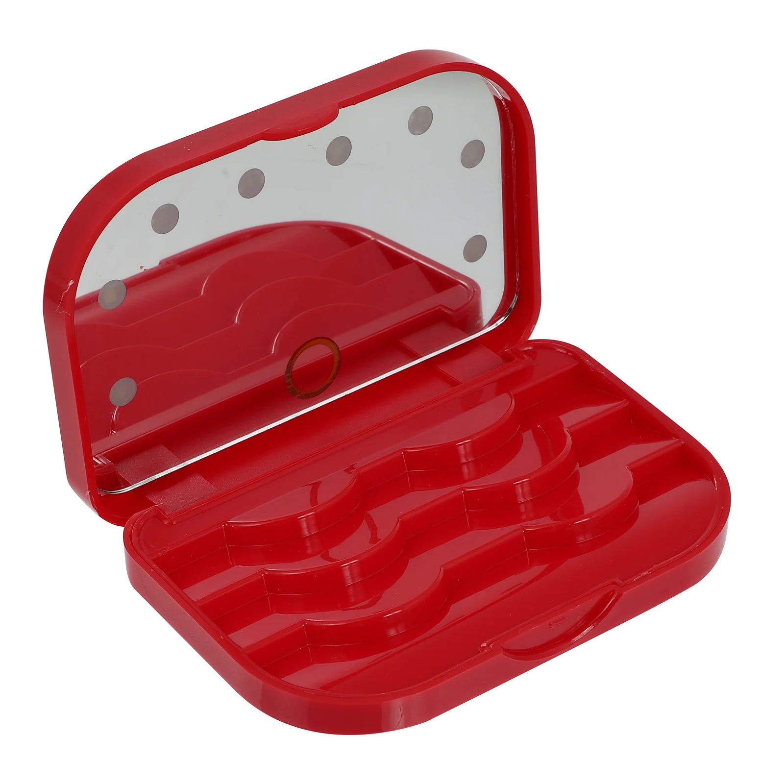 가짜 속눈썹 정리함 LED 조명 컴팩트 플립 탑 속눈썹 보관함 거울이 있는 휴대용 데일리 메이크업용