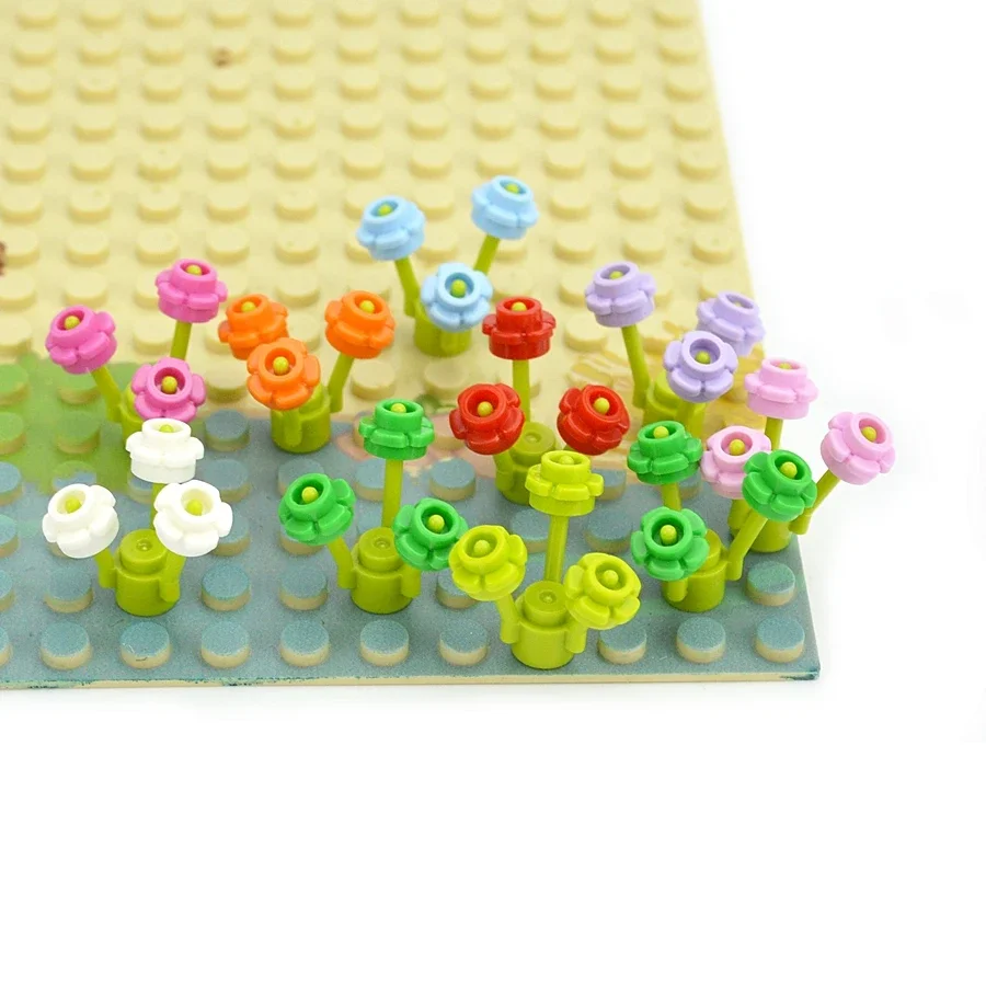 DIY Educational Assembles MOC Building Blocks 24866 1x1 five Petal Flowers Grass Plant Floret Compatible Construction Toy